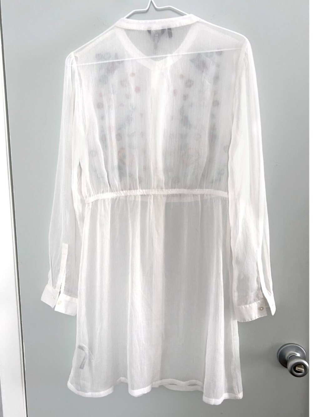 Buffalo David Bitton Floral Embroidered Boho Tunic Dress Sheer Lightweight M - Picture 3 of 10